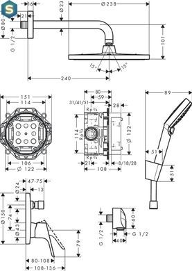 Душевая система скрытого монтажа Hansgrohe Crometta S 240 1jet Focus Chrome 27958000