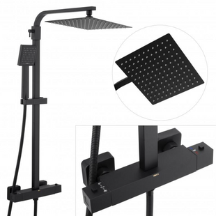 Душевая система Yoka Goba 25 black с термостатом BP.GOBA-THERM-25-BLK, Черный матовый