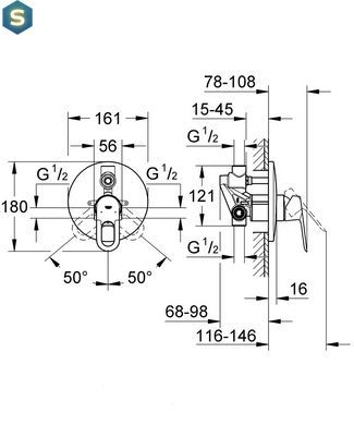 Змішувач прихованого монтажу Grohe Bau Loop 29081000