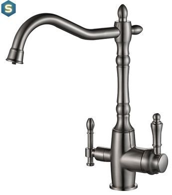 Смеситель для кухни под осмос Globus Lux GLLR-1000-8-STSTeel, Графитовый хром
