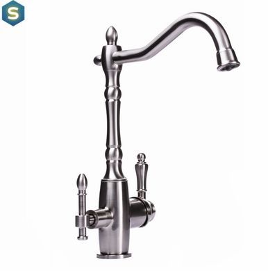 Смеситель для кухни под осмос Globus Lux GLLR-1000-8-STSTeel, Графитовый хром