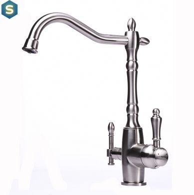 Смеситель для кухни под осмос Globus Lux GLLR-1000-8-STSTeel, Графитовый хром