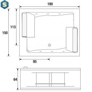 Ванна акриловая Gruppo Treesse Bis Line 190x150 V5291+V5290FLSTEEL+V5290LLSREEL