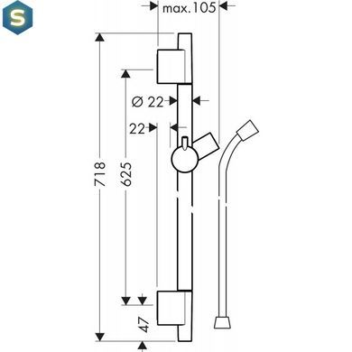 Душевая штанга Hansgrohe Unica S Pura 65 см со шлангом 160 см хром 28632000