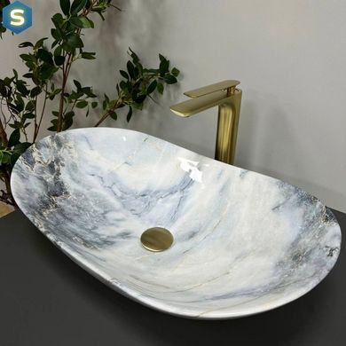 Умивальник (раковина) VBI TURIN GRANIT GLOSSY накладний, Мармур