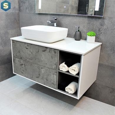 Тумба с умывальником Rexon Ombra RX99CG/100 Glossy White/Concrete Grey 19910C