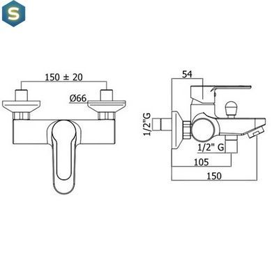 Змішувач для ванни Paffoni Blu BLU 022 CR, Хром