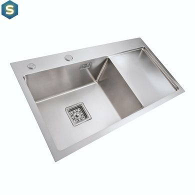 Кухонна мийка Platinum Handmade 780x430x220 L нержавійка (квадратний сифон,3.0/1.0), Нержавіюча сталь