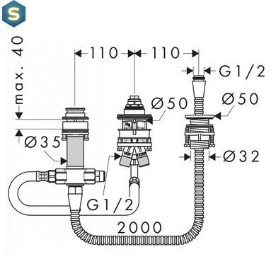 Прихована частина змішувача на борт ванни Hansgrohe Logis 13439180