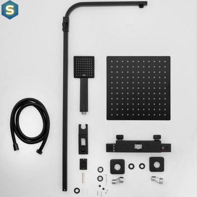 Душова система Yoka Goba 25 black з термостатом BP.GOBA-THERM-25-BLK, Черный матовый