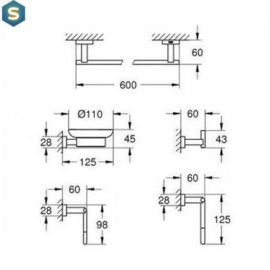 Набор аксессуаров Grohe Essentials Cube 40758001