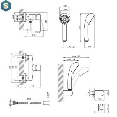 Смеситель для душа Kroner KRP Eifel - C050 CV023610, Хром