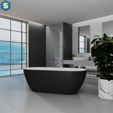Ванна акриловая отдельностоящая Koller Pool AquaLuxe 1700x750 White/MattBlack с сифоном 0202261501, Черный матовый