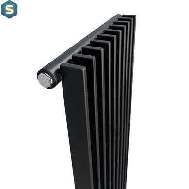 Вертикальный дизайнерский радиатор отопления Arttidesign Pesaro 10/1800/360/50 чорний матовый, Черный матовый