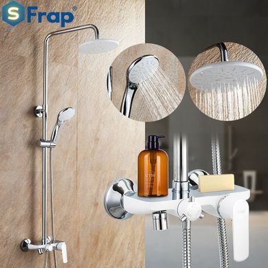 Душова система Frap F2431, поворотний вилив, лійка, білий/хром, Хром