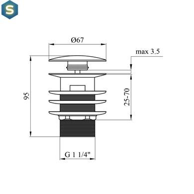 Донный клапан для раковины Kroner KRM - C962 1 1/4" с переливом CV022944, Хром
