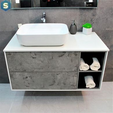 Тумба с умывальником Rexon Ombra RX99CG/100 Glossy White/Concrete Grey 19910C