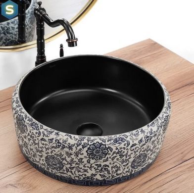 Умивальник Rea Florisa black matt накладний REA-U3307, Кольоровий