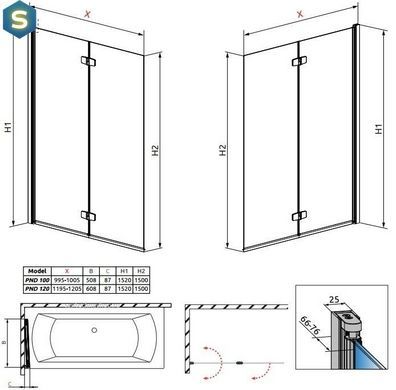 Шторка для ванни Radaway Fuenta New PND 100 208210-01R права
