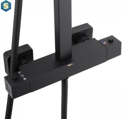 Душова система Yoka Goba 25 black з термостатом BP.GOBA-THERM-25-BLK, Черный матовый