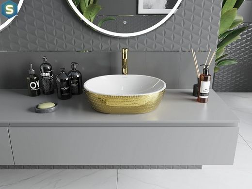 Умывальник Mexen Viki gold white накладной с узором MEX-21054808, Золотой