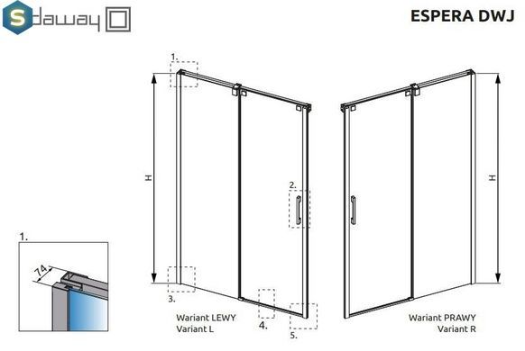 Душевая дверь Radaway Espera DWJ Mirror 120 см 380595-01R+380212-71R