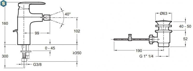 Смеситель для биде Jaсob Delafon Kumin E99456-CP