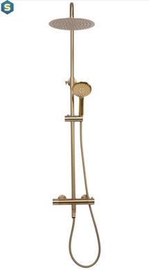 Душевая система Rea Lungo с термостатом и изливом brushed gold REA-P6604, Золотой