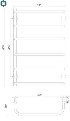 Рушникосушка водяна Unio LS W 800-500-6 Драбинка Скоба, Хром