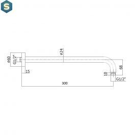 Кронштейн для верхнього душу Paffoni 30 см steel ZSOF035ST, Нержавіюча сталь