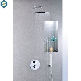 Душевая система скрытого монтажа Paffoni Shower с термостатом на 2 потребителя с верхним душем &Oslash;300 мм chrome KITLIQ018CR300, Хром
