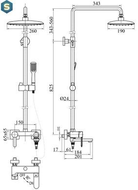 Душова система Topaz Corsica TC 16102 H48-S, Хром