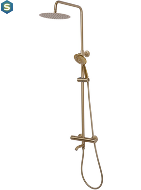 Душевая система Rea Lungo с термостатом и изливом brushed gold REA-P6604, Золотой