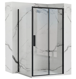 Душова кабіна Rea Rapid Slide 100x140 black REA-K6423 + REA-K6404, Черный матовый, Універсальна, прозорий, чорний матовий