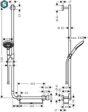 Душовий набір Hansgrohe Raindance Select S 120/110 см 3Jet Left White/Chrome 26325400