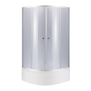 Душова кабіна Latwa SC90x90.SAT.HIGH.GR полукругла, скло тон 4 мм + Душовий піддон Kapielka ST90x90x41, з панеллю Lidz, Хром матовий, Універсальна, тонованний
