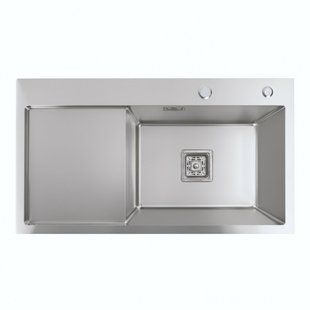 Кухонная мойка Platinum Handmade 780x430x220 R нержавейка (квадратный сифон, 3.0/1.0), Нержавеющая сталь