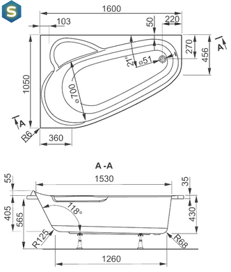 Ванна акриловая Vagnerplast Selena 160x105 VPBA163SEL3PX-01/NO правая