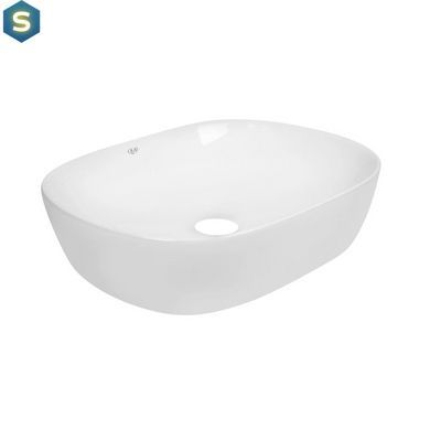 Умивальник Qtap Aquarius накладний прямокутний 465x375x115 мм White + донний клапан PU02, Білий