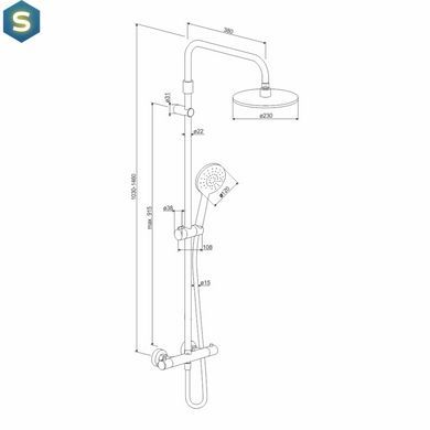 Душова система з термостатом Damixa Option black DX218091300, Черный матовый