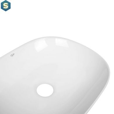 Умивальник Qtap Aquarius накладний прямокутний 465x375x115 мм White + донний клапан PU02, Білий