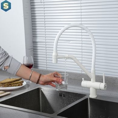 Смеситель для кухни на две воды Gappo G4398-88, Белый