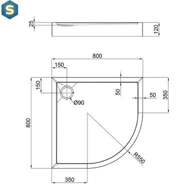 Душовий піддон Qtap Robin 308812C 80x80x12 см + сифон, Білий