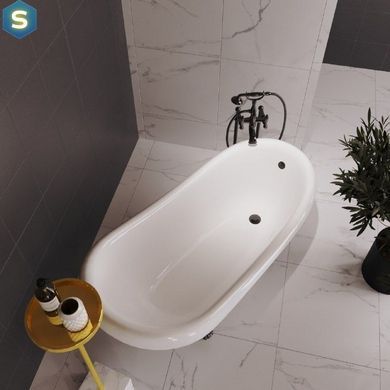 Ванна отдельностоящая глянцевая Amidicon Symphony 167x78 белая из литого камня черные ножки SYMFONIYA_167_bl_HL, Белый