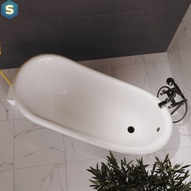 Ванна отдельностоящая глянцевая Amidicon Symphony 167x78 белая из литого камня черные ножки SYMFONIYA_167_bl_HL, Белый