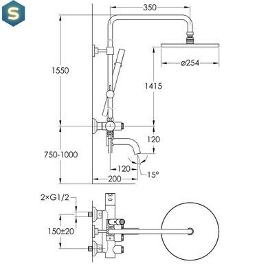 Душевая система хром Imprese Smart Click ZMK101901209, Хром