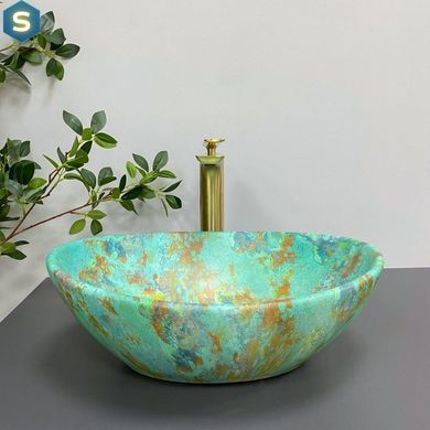 Умивальник (раковина) VBI PARMA MARBLE GREEN MATT накладний, Зелений