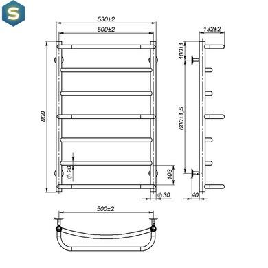 Рушникосушка водяна OnlyHeat Thera 500/800/7, Хром