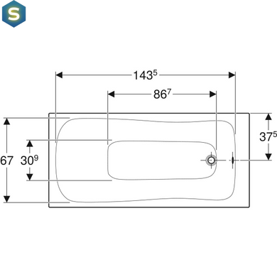 Ванна акриловая Geberit Selnova 160x75 554.283.01.1 + ножки, Белый
