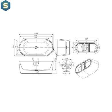 Ванна акрилова окремостояча Koller Pool PureLine 1600x800 White з сифоном 0266250101, Білий